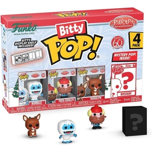 image:imageFunko Bitty Pop Rudolph Mini Collectible Toys 4Pack  Bumble Yukon Cornelius Rudolph amp Mystery Chase Figure Styles May Vary