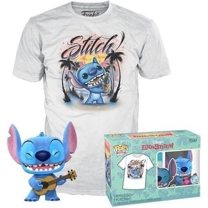 image:imageFunko Pop ampTee Lilo and Stitch  Ukelele Stitch Flocked  Extra Small  XS  TShirt  Clothes with Collectable Vinyl Minifigure  Gift Idea  Toys and Short Sleeve Top for Adults Unisex