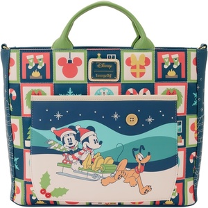 image:imageLoungefly Disney Mickey and Minnie Holiday Convertible Tote Bag
