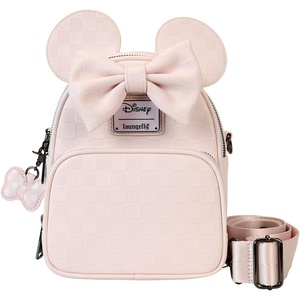 image:imageLoungefly Minnie Mouse Checkered Texture Convertible Mini Backpack amp Crossbody Bag