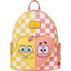 image:imageLoungefly Nickelodeon Spongebob Squarepants  Patrick Star  HeartShaped Front Pocket  Checkered Mini Backpack  Great for Kids amp Adults  Collectible Bags
