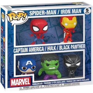 image:imageFunko Pop Marvel SpidermanIron ManCPT AmericaHulkBlack Panther 5Pk